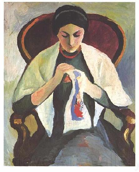 August Macke Embroidering woman France oil painting art